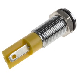 1 pcs - RS PRO Yellow Panel Mount Indicator, 6V dc, 8mm Mounting Hole Size, Faston, Solder Lug Termination, IP67