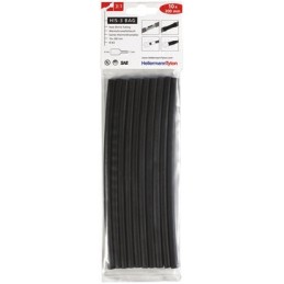 10 pcs - HellermannTyton Heat Shrink Tubing, Black 6mm Sleeve Dia. x 200mm Length 3:1 Ratio, HIS-3 BAG Series
