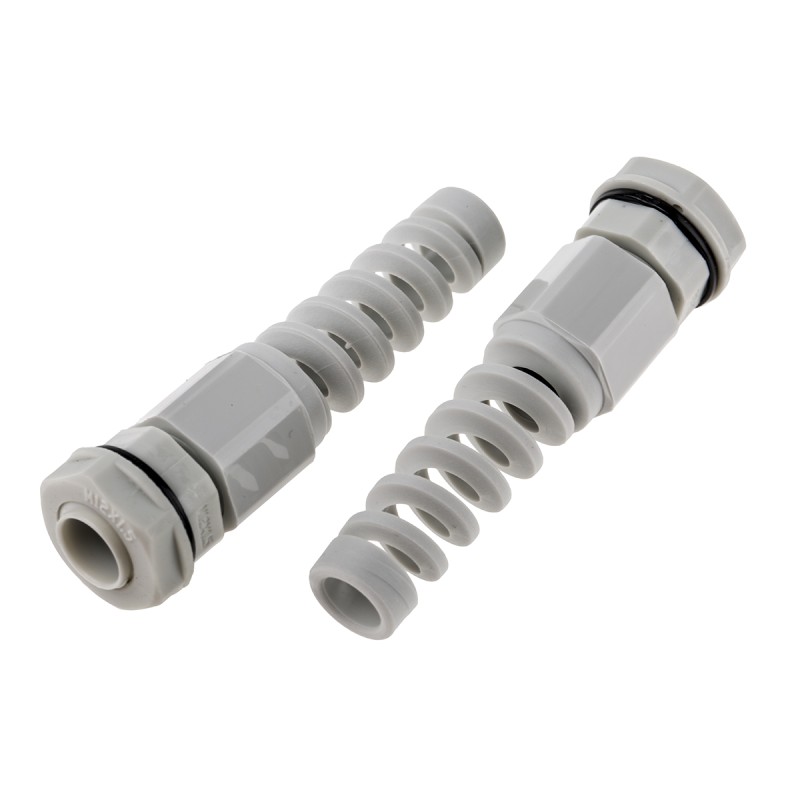 10 pcs - RS PRO Grey Nylon Cable Gland, M12 Thread, 3mm Min, 6.5mm Max, IP68