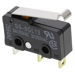 250 pcs - Omron Simulated Roller Lever Micro Switch, Solder Terminal, 5 A @ 125 V ac, SPDT, IP40