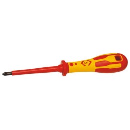 1 pcs - CK Pozidriv Insulated Screwdriver, PZ2 Tip, 100 mm Blade, VDE/1000V, 207 mm Overall