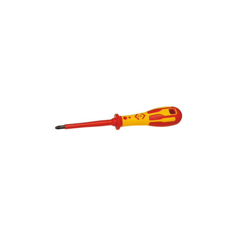 1 pcs - CK Pozidriv Insulated Screwdriver, PZ2 Tip, 100 mm Blade, VDE/1000V, 207 mm Overall