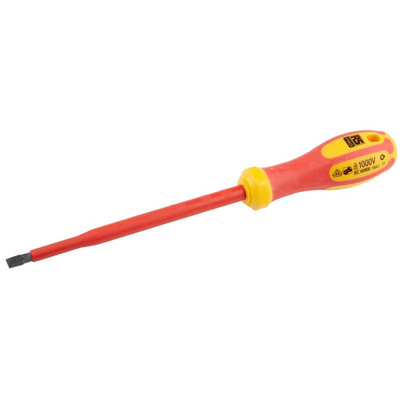 1 pcs - RS PRO Slotted Insulated Screwdriver, 6.5 x 1.2 mm Tip, 150 mm Blade, VDE/1000V, 260 mm Overall