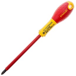 1 pcs - Stanley Pozidriv Insulated Screwdriver, PZ2 Tip, 125 mm Blade, VDE/1000V