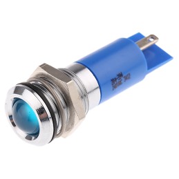 1 pcs - RS PRO Blue Panel Mount Indicator, 240V ac, 14.5mm Mounting Hole Size, Solder Tab Termination, IP40