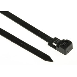 1 Bag of 100 - RS PRO Cable Tie, Releasable, 250mm x 4.5 mm, Black Nylon, Pk-100