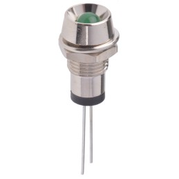 1 pcs - Marl Green Panel Mount Indicator, 2.8V, 8mm Mounting Hole Size, Lead Wires Termination