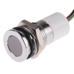 1 pcs - RS PRO Panel Mount Indicator, 12V dc, 14mm Mounting Hole Size, Lead Wires Termination, IP67