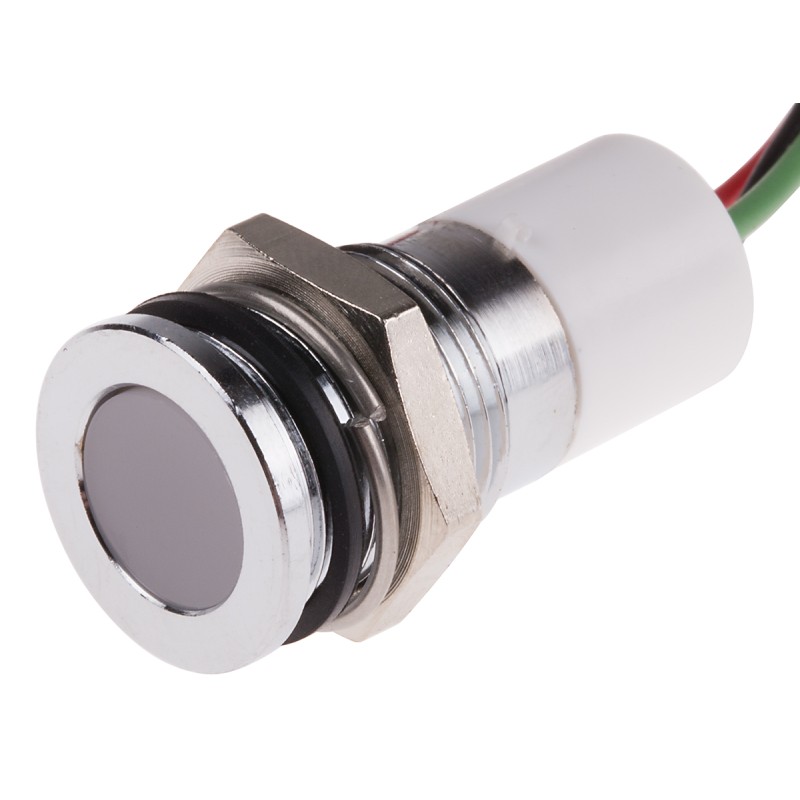 1 pcs - RS PRO Panel Mount Indicator, 12V dc, 14mm Mounting Hole Size, Lead Wires Termination, IP67