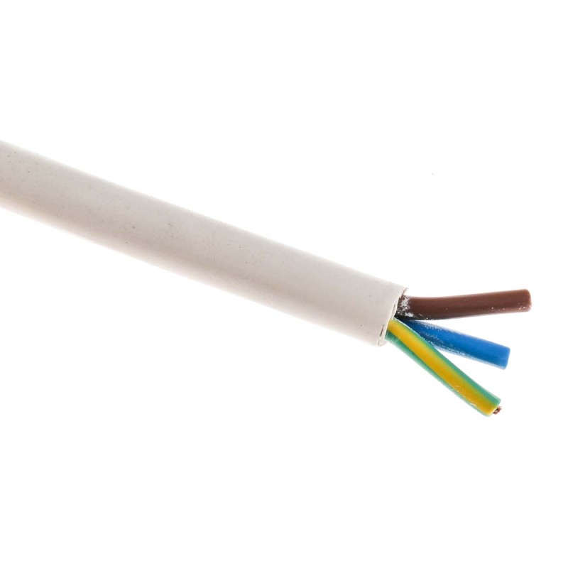 1 Reel of 100 M - RS PRO 3 Core Power Cable, 1 mm², 100m, White PVC Sheath, 3183Y, 10 A, 500 V