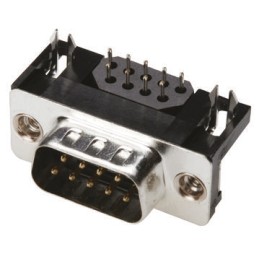 1 pcs - ASSMANN WSW A-DS 9 Way Right Angle Through Hole D-sub Connector Plug, 2.77mm Pitch