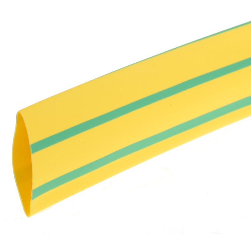 1 Reel of 3 M - RS PRO Heat Shrink Tubing, Green, Yellow 18mm Sleeve Dia. x 3m Length 3:1 Ratio