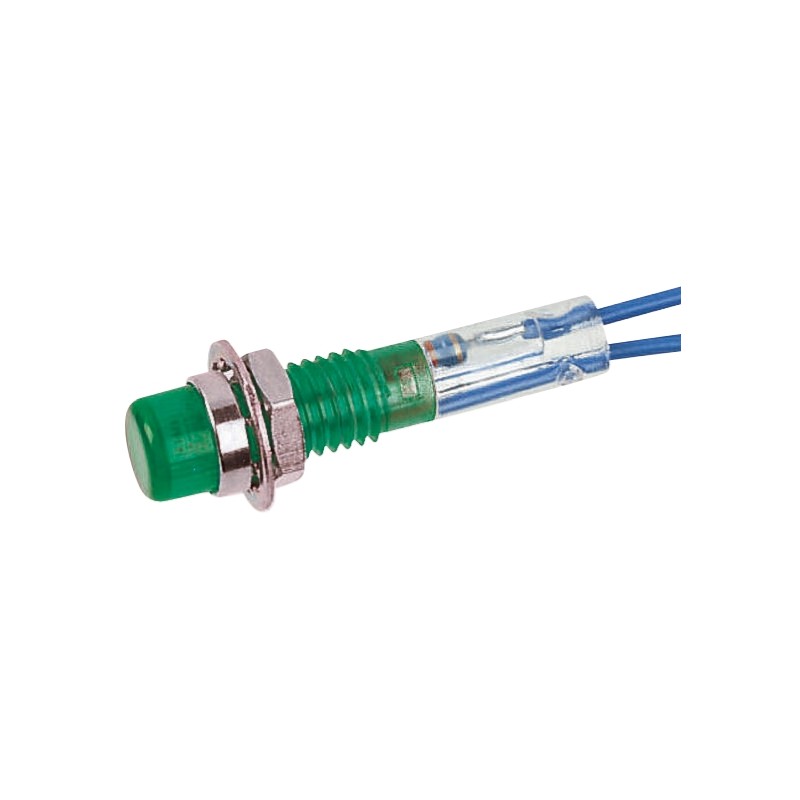 1 pcs - CAMDENBOSS Green Neon Panel Mount Indicator, 125V, 6.4mm Mounting Hole Size, Lead Wires Termination