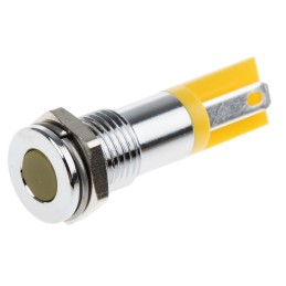 1 pcs - RS PRO Yellow Panel Mount Indicator, 2V dc, 8mm Mounting Hole Size, Solder Tab Termination