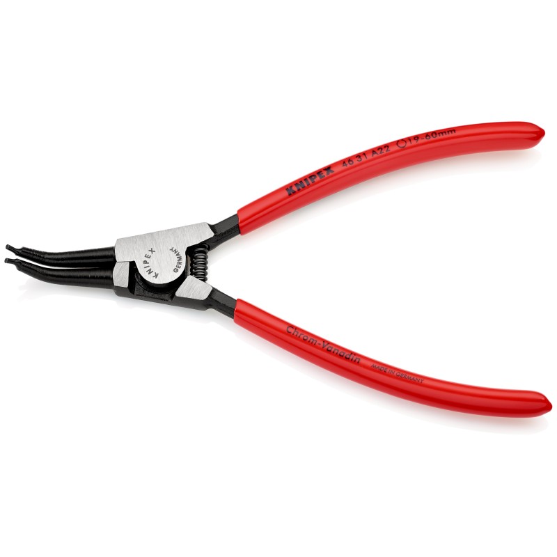 1 pcs - Knipex 46 31 A22 Circlip Pliers, 185 mm Overall, Bent Tip