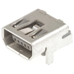 5 pcs - Molex Right Angle, Through Hole, Socket Type Micro AB 2.0 USB Connector