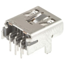 5 pcs - Molex Right Angle, Through Hole, Socket Type Micro AB 2.0 USB Connector