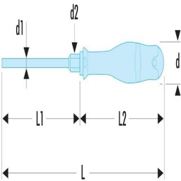 1 pcs - Facom Slotted Screwdriver, 6.5 mm Tip, 150 mm Blade, 270 mm Overall