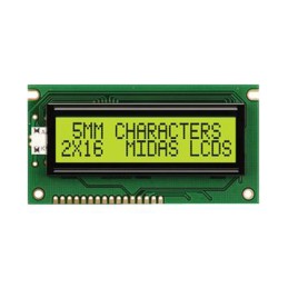 1 pcs - Midas MC21605A6W-SPR-V2 A Alphanumeric LCD Display, 2 Rows by 16 Characters, Reflective