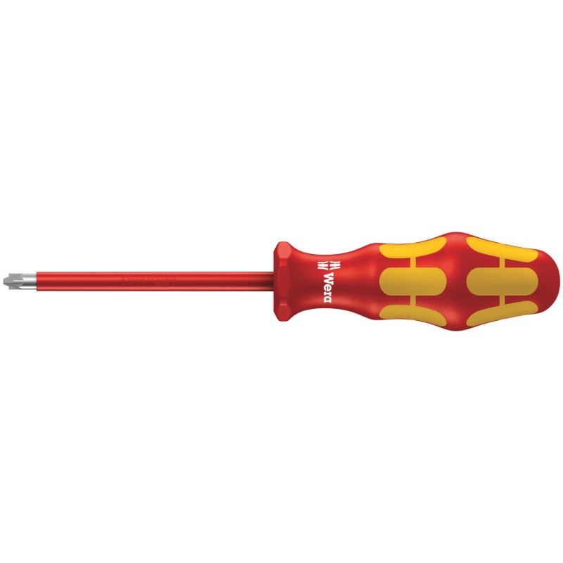 1 pcs - Wera Pozidriv Insulated Screwdriver, PZ2 Tip, 100 mm Blade, VDE/1000V, 205 mm Overall