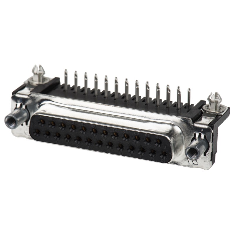 1 pcs - TE Connectivity Amplimite HD-20 25 Way Right Angle Through Hole D-sub Connector Socket, 2.75mm Pitch, with 4-40 UNC