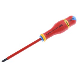 1 pcs - Facom Pozidriv Insulated Screwdriver, PZ2 Tip, 125 mm Blade, VDE/1000V, 245 mm Overall