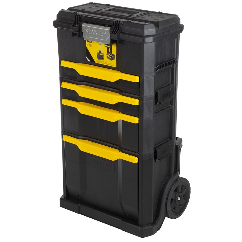 1 pcs - Stanley 4 drawer Aluminium, Plastic Wheeled, 866mm x 348mm x 488mm