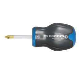 1 pcs - Facom Pozidriv Stubby Screwdriver, PZ2 Tip, 35 mm Blade, 91 mm Overall