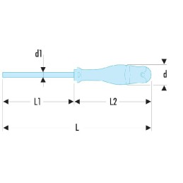 1 pcs - Facom Hexagon Screwdriver, 3 mm Tip, 75 mm Blade, 169 mm Overall