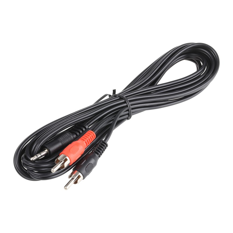 1 pcs - RS PRO Male 3.5mm Stereo Jack to Male RCA x 2 Aux Cable, Black, 3m