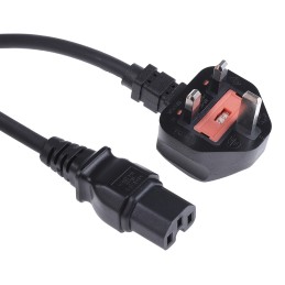 1 pcs - RS PRO IEC C15 Socket to Type G UK Plug Power Cord, 2m