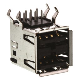 125 pcs - TE Connectivity Right Angle, Through Hole, Socket to Socket Type A USB Connector