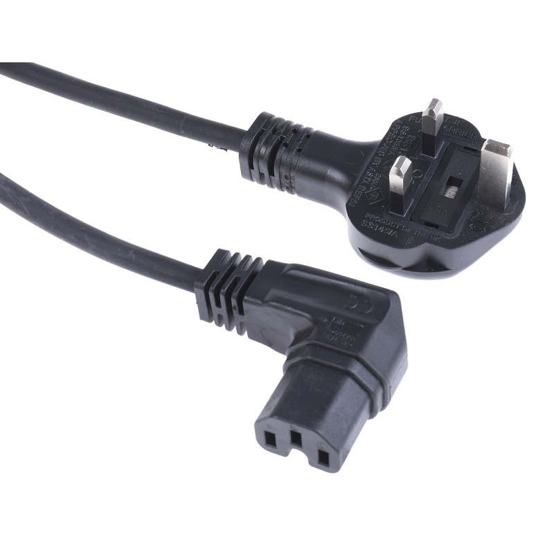 1 pcs - RS PRO IEC C15 Socket to Type G UK Plug Power Cord, 2m