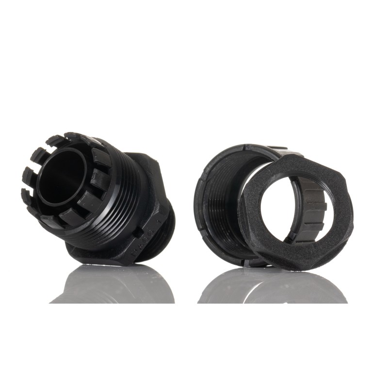 1 Pack of 5 - Adaptaflex Straight, Conduit Fitting, 20mm Nominal Size, M20, Nylon 66, Black