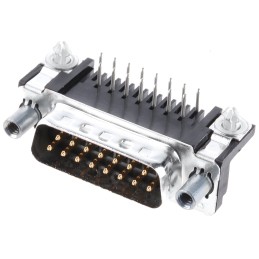 1 pcs - TE Connectivity Amplimite HD-20 15 Way Right Angle Through Hole D-sub Connector Plug, 2.74mm Pitch, with 4-40 UNC