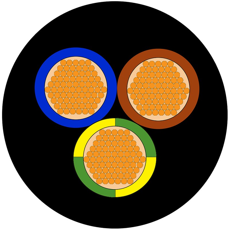 1 Reel of 100 M - RS PRO 3 Core Power Cable, 6 mm², 100m, Black CPE Sheath, 43 A, 450 V, 750 V