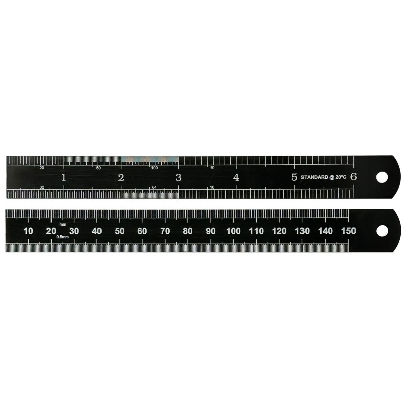 1 pcs - 150mm Steel Imperial, Metric Rule