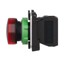 1 pcs - Schneider Electric, Harmony XB5, Panel Mount Red Pilot Light, 22mm Cutout, IP66, IP67, Round, 250V