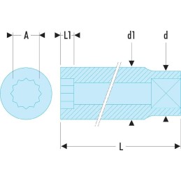1 pcs - Facom 1/4 in Drive 6mm Standard Socket, 12 point, 22 mm Overall Length