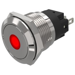 1 pcs - EAO 82 Series Green, Red Indicator, 24V dc, 19mm Mounting Hole Size, Solder Tab Termination, IP65, IP67