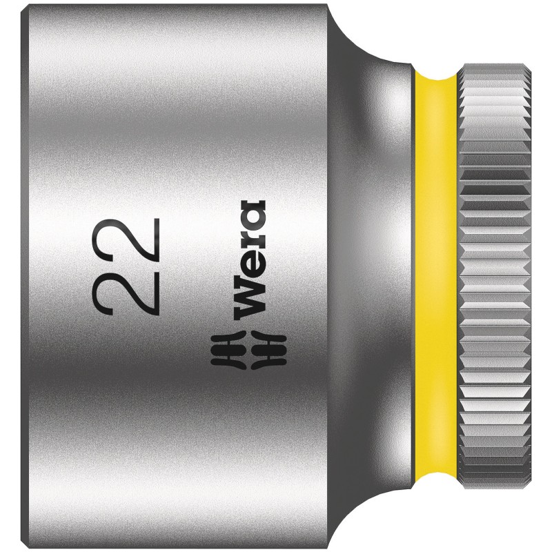 1 pcs - Wera 3/8 in Drive 22mm Standard Socket, 6 point, 30 mm Overall Length