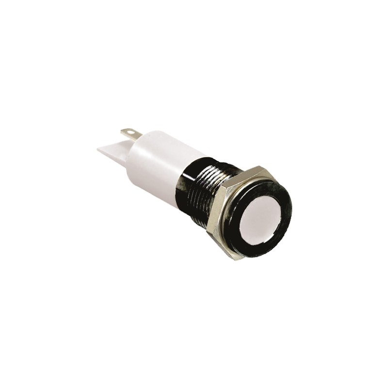 1 pcs - RS PRO White Panel Mount Indicator, 24V dc, 14mm Mounting Hole Size, Solder Tab Termination, IP67