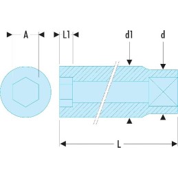 1 pcs - Facom 1/2 in Drive 15mm Deep Socket, 6 point, 77 mm Overall Length