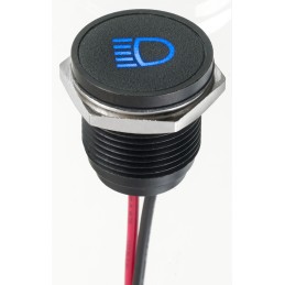 1 pcs - APEM Blue Panel Mount Indicator, 12V dc, 16mm Mounting Hole Size, Lead Wires Termination, IP67