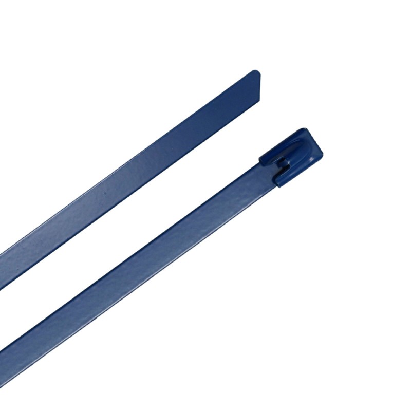 100 pcs - RS PRO Cable Tie, Ball Lock, 100mm x 4.6 mm, Blue 316 Stainless Steel