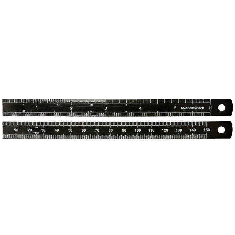 1 pcs - 150mm Steel Imperial, Metric Rule