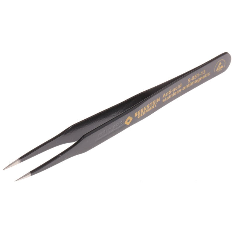 1 pcs - Bernstein 115 mm, Stainless Steel, Pointed, ESD Tweezers