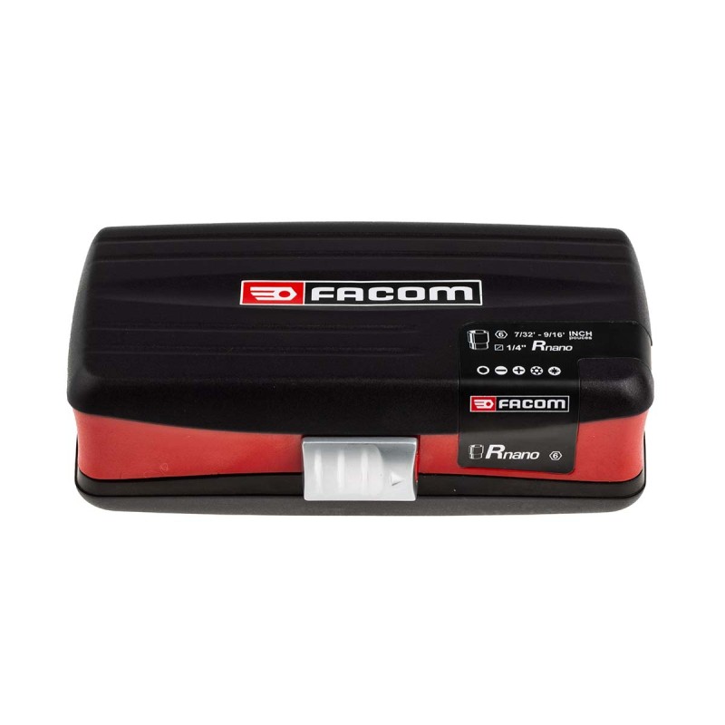 1 pcs - Facom 28-Piece Imperial 1/4 in Standard Socket/Bit Set with Ratchet, 12 point, Hex Bit, Pozidriv Bit, Slotted Bit