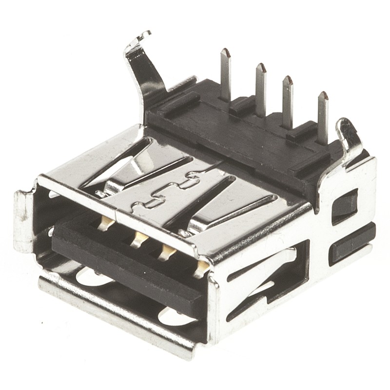 125 pcs - TE Connectivity Right Angle, Through Hole, Socket Type A 2.0 USB Connector