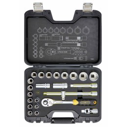 1 pcs - CK 24-Piece Metric 1/2 in Deep Socket/Standard Socket Set with Ratchet, 12 point